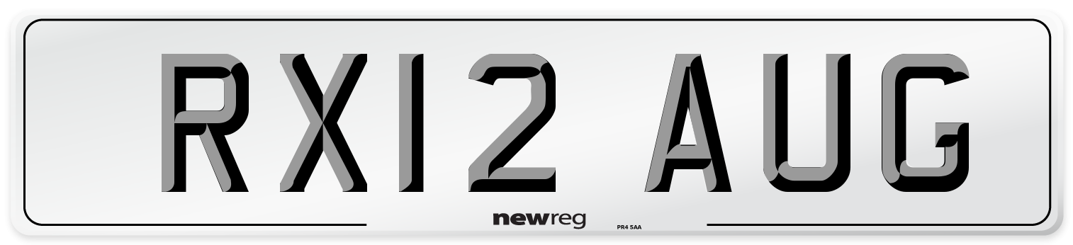 RX12 AUG Number Plate from New Reg